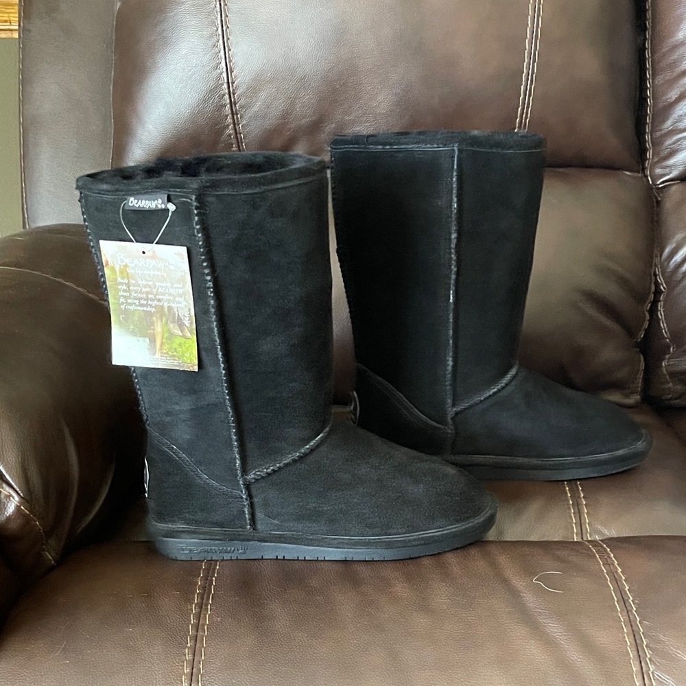 BearPaw Black Suede Mid-Calf Boots